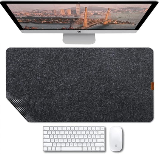 Bright Stone Felt Desk Mat,Non-Slip Mouse Pad, 31.5"x15.7" Office Supplies Desk Protector, Desk Accessories for Home and Office (Black)