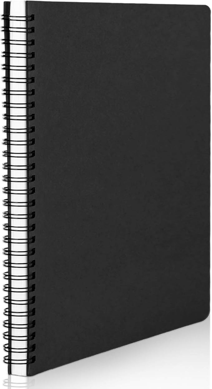 EUSOAR Spiral Notebook, A5 1pack 160 Pages 5.5"X8.3" Black College Ruled Hardcover Lined Travel Writing Subject Notebooks Journal, Memo Notepad Sketchbook, Students Office Business Diary Book Journal
