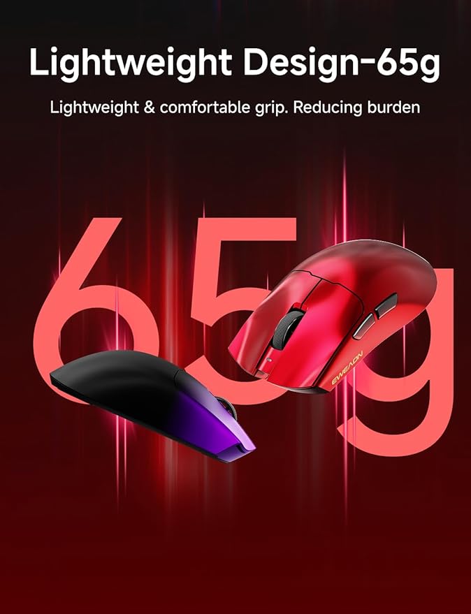 S9 Pro Wireless Gaming Mouse, 59G Ergonomic Computer Mouse, Triple Modes, 8K Polling, 26K DPI, PAW3395 Optical Sensor, Kailh Switch, 250h Battery Life, Programmable for PC/Win/Mac(Purple)