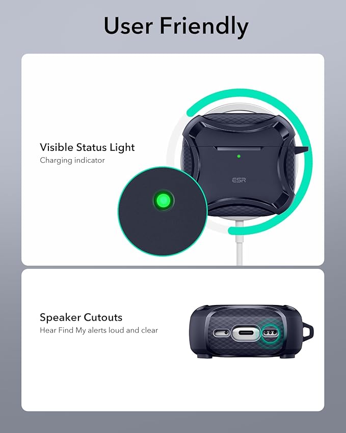 ESR for AirPods 4 Case, Compatible with AirPods 4th Generation Case (2024), Compatible with MagSafe, Powerful Drop Protection, Magnetic Lid, Cyber Series, Blue