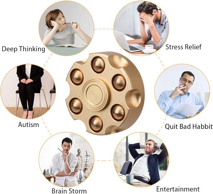 Alloy Metal Fidget Spinners Toy for Kids Adults- Cool Sensory Handheld Finger Hand Cube Spiner for Stress Relief, Desk Toys Gift for Office, Holiday Stocking Stuffer, Chirstmas Present Gold