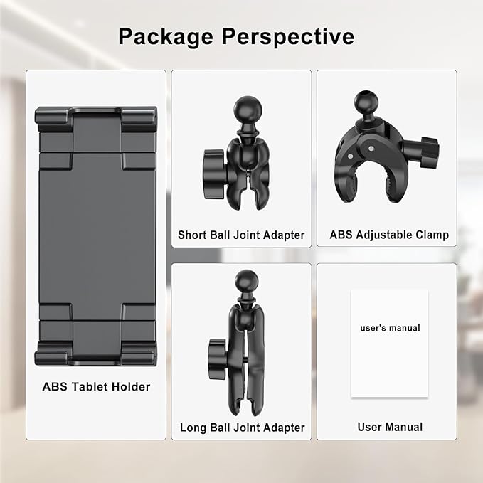 PLDHPRO Tablet Mic Music Holder for iPad Clamp Mount Stand, Microphone Tripod Treadmill Stroller Spin Bike Exercise Handlebar Accessories Compatible iPhone iPad Galaxy Tab 5.1-15.6'' Phones Tablets