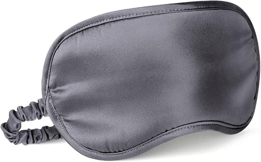 LULUSILK Mulberry Silk Sleep Eye Mask Blindfold with Elastic Strap Headband, Soft Eye Cover Eyeshade for Night Sleeping, Travel, Nap (Charcoal Gray)