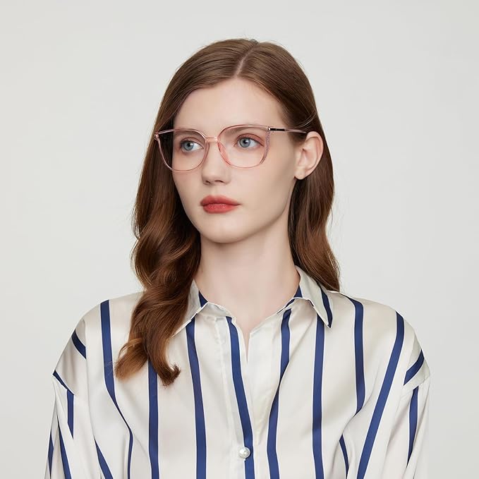 GUDVUE Oversized Blue Light Glasses, Computer Reading/Gaming/Phones Glasses, Anti Glare/UV400/Eye Strain, Large Square Frame