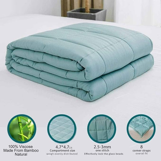Dornroscn Viscose Made from Bamboo Cooling Weighted Blanket 15lbs-48’’x72’’-Twin Size for Adults and Kids Cooling Heavy Blanket with Premium Glass Bead for Sleepers, Sea Grass