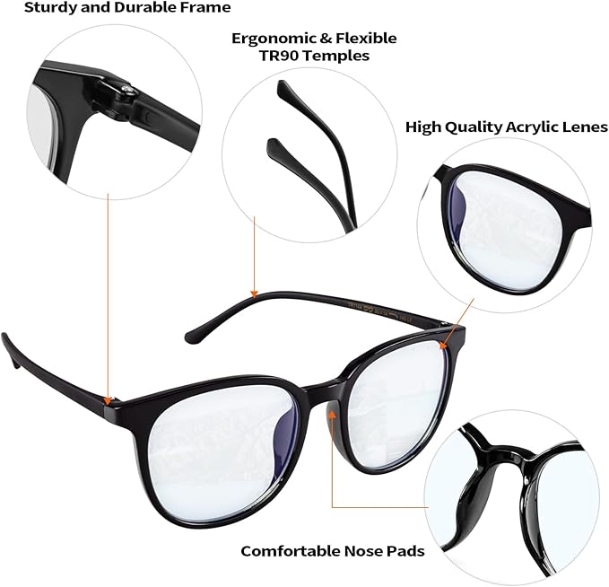 Blue Light Blocking Glasses for Women Men Clear Bluelight Eyeglasses for Gaming Computer Anti Eyestrain Reduce Eye Strain Game Glasses