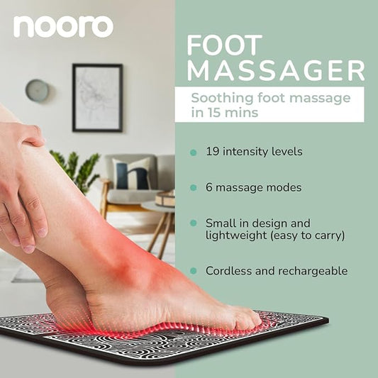 nooro Portable Foot Massager - Soothing Comfort & Revitalization for Tired Feet, 15 Minute Massage with 6 Settings, Pulse Sensation with Deep Tissue Results