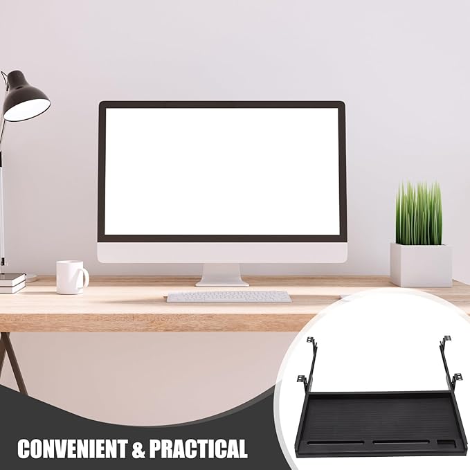 jojofuny 1 Set of Keyboard Tray Under Desk, Keyboard Sliding Tray Under Desk, Keyboard Drawer Slide Tray, Keyboard Shelf, for Home and Office, 51.50X27.00X3.50CM, Black, RJ19G6V1T819H347EMK6E92VY