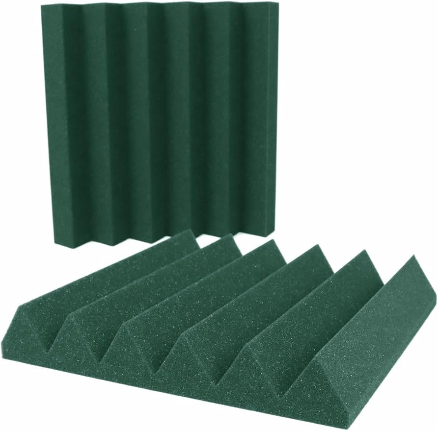 Foam Factory Inc 24 Pack Color Acoustic Foam Panel Studio Soundproofing Wedge Wall Tiles 12” X 12” X 2” (Forest Green)