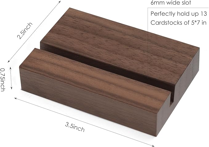 UNIQOOO 3.5" Walnut Wood Stand for Monthly Desk Calendar, Wooden Block Base, Cardstock Holder, For Office Home Retail Reception Decor, Photo Display, 2 Pack
