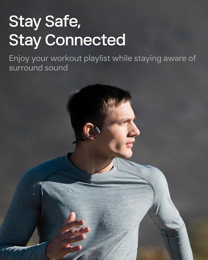 SHOKZ OpenRun Mini (AfterShokz Aeropex Mini) -Bone Conduction Open-Ear Bluetooth Sport Headphones - Waterproof Wireless Earphones for Workouts and Running - Built-in Mic, with Headband