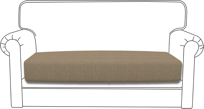 Easy-Going Stretch Loveseat Cushion Cover Sofa Cushion Furniture Protector Sofa Seat Sofa Slipcover Sofa Cover Soft Flexibility with Elastic Bottom(Loveseat Cushion, Natural)