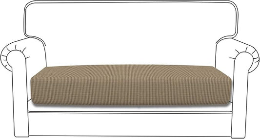 Easy-Going Stretch Loveseat Cushion Cover Sofa Cushion Furniture Protector Sofa Seat Sofa Slipcover Sofa Cover Soft Flexibility with Elastic Bottom(Loveseat Cushion, Natural)
