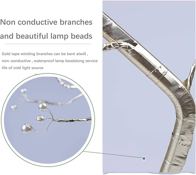 MYSNKU DIY Led Desk Tree Lamp, Desk Table Decor 36 Pearl LED Lights for Home,Bedroom, Indoor,Wedding Party,Decoration Touch Switch Battery Powered or USB Adapter (Nordic)