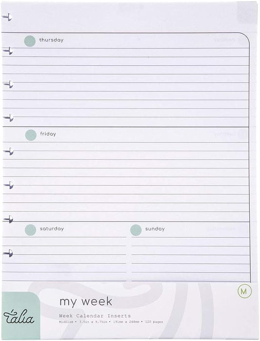 Talia Discbound Notebook Refills (Horizontal Undated Layout, Midsize (7.5in x 9.75in))