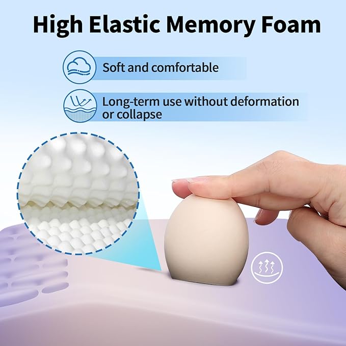 Ergonomic Mouse Pad with Wrist Rest Support, Mousepad with Comfortable Memory Foam Wrist Rest and Non-Slip PU Base for Pain Relief, Computer, Laptop, Office, Home (Gradient Purple)