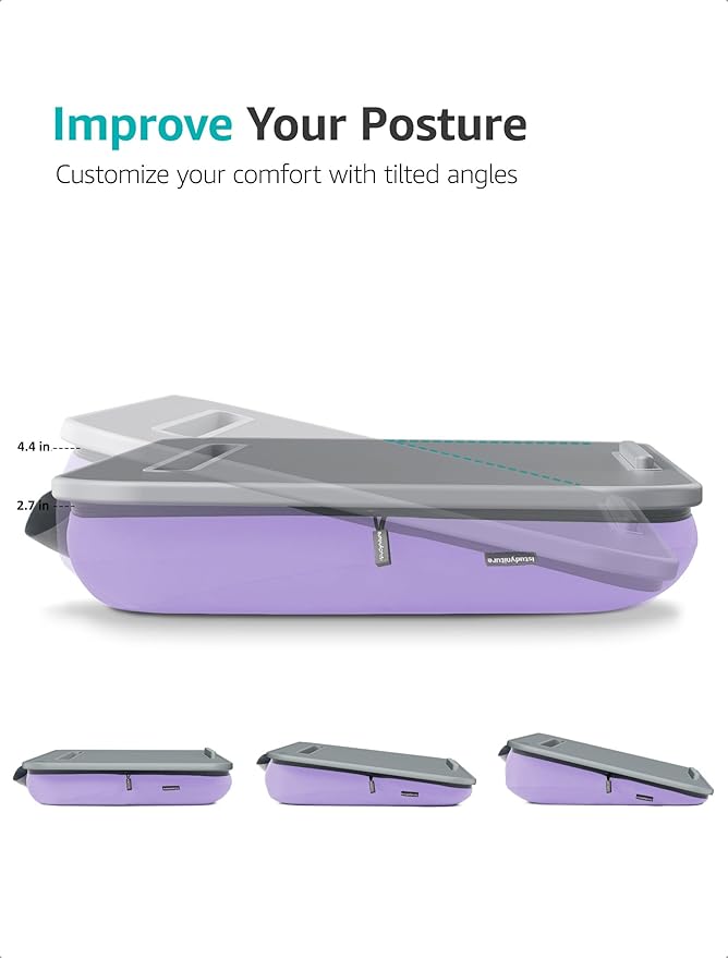 Istudyniture Lap Desk | Portable Laptop Desk & Stand – Fits Up to 17 inch – Washable Cushion, Built-in Phone Holder – for Bed, Couch, Sofa, Floor – Writing, Reading, Home Office – Large, Purple