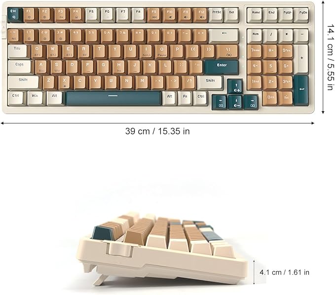 Wireless Mechanical Keyboard, Triple Mode 2.4G/USB-C/BT Gaming Keyboards 100 Keys RGB Backlit, Blue Switch Keyboard | Rechargeable Mechanical Gaming Keyboards | Brown Combo