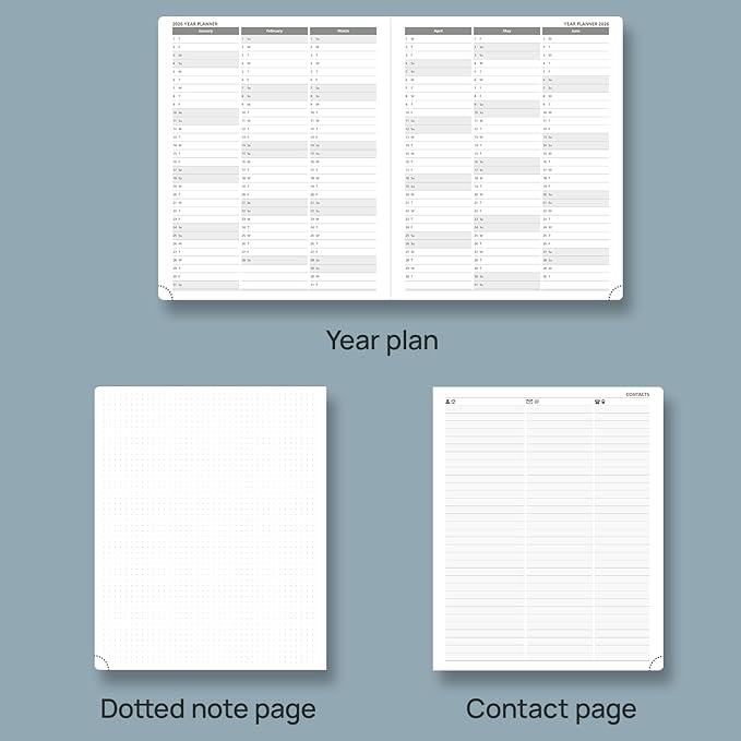 POPRUN Weekly Planner 2026 Calendar (Large 8.5" x 10.5") 12 Months Notebook with Horizontal Layout, Leather Hardcover, Inner Pocket, 100GSM Thick Paper, Pen Holder - Pacific Green