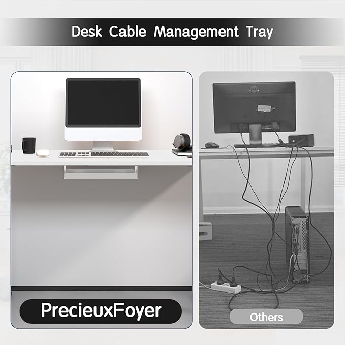 Dual Motor Standing Desk Frame, Electric Adjustable Legs with Memory Presets, Stand Up Desk Frame Workstation, with Cable Management Tray, Headphone Hook, Caster Wheels, for Home Office