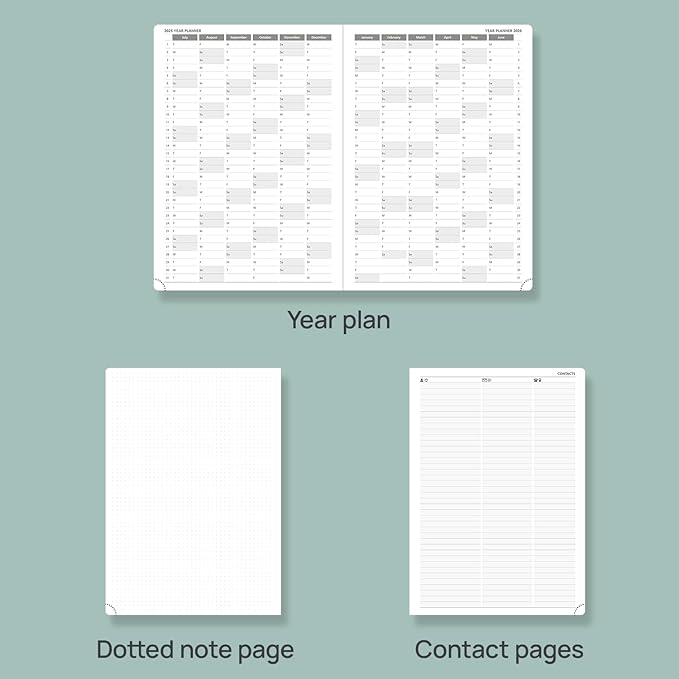 POPRUN 2025-2026 Daily Planner One Page Per Day (Large - 8.25'' x 12'') - Academic Calendar (July 2025 - June 2026), 2025 Day Appointment Book with Monthly Tabs, Hardcover - Haze Blue