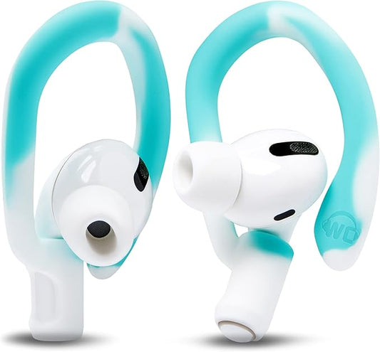 WC HookZ - Patented Upgraded Over Ear Hooks for AirPods Pro 1, 2 & AirPods 1, 2 & 3- Two Size Pairs Included in Package, Unique Left & Right Hook, Made by Wicked Cushions | Blue Tie Dye