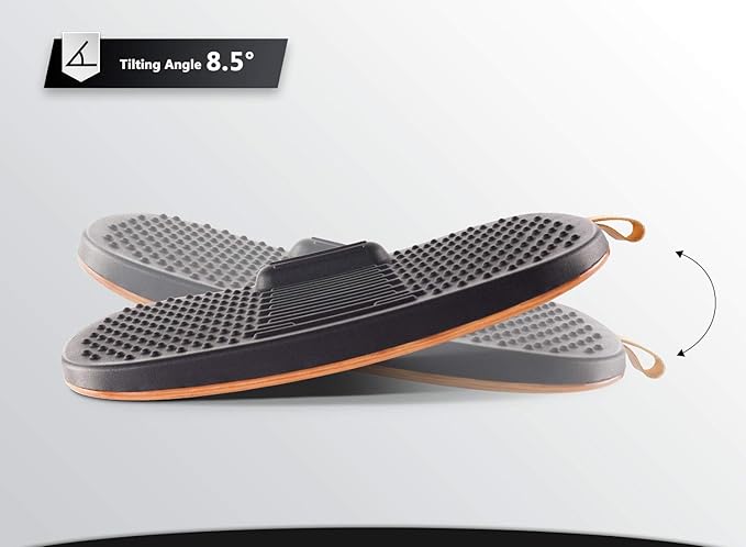 FEZIBO Standing Desk Mat with Anti Fatigue Bar, Wooden Wobble Balance Board with Ergonomic Design Comfort Floor Mat