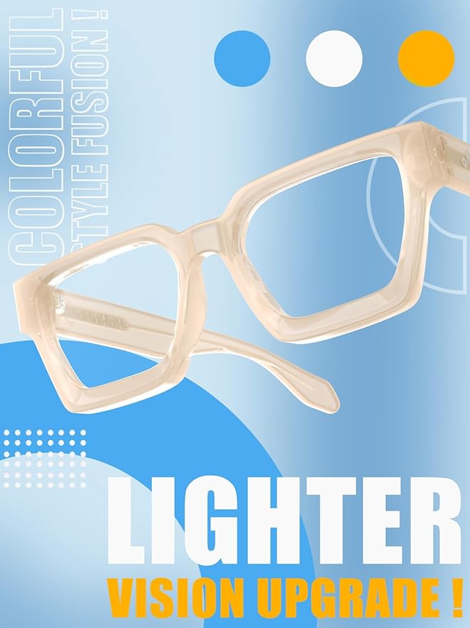 VISOONE Enhanced Version Rectangle Chic Preppy Look Blue Light Blocking Glasses for Women Men RIVER-LIGHTER