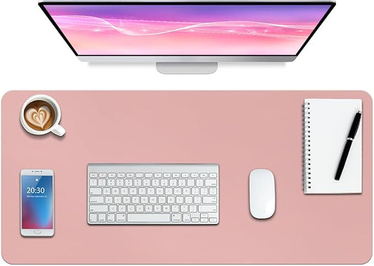 Boutilon Leather Desk Pad Protector,Non-Slip Mouse Pad,Laptop Desk Pad,Office Mouse Mat,Waterproof Leather Desk Blotter,Desk Writing Pad for Office and Home (M-Pink,30"x14")