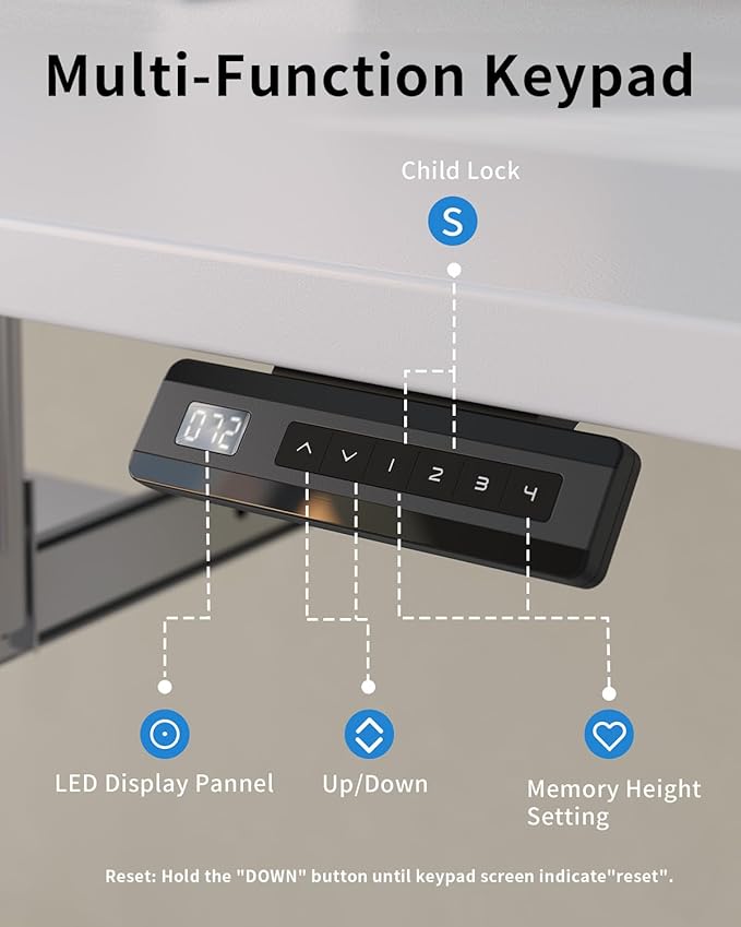 FEZIBO Standing Desk with Keyboard Tray, 40 x 24 Inch Adjustable Height Sit Stand Desk with Memory Presets for Home Office, Ergonomic Computer Workstation, White