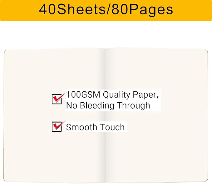 EUSOAR Notebook Journal, 6 Packs Large A4 8.5" x 11" 40 Sheets/ 80 Pages, 100gsm Thick Paper Kraft Blank Journal Notebook, Sketchbook Composition Diary Subject Notebooks Planner Journal