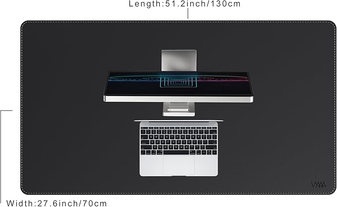 VYAAA Leather Desk Mat, 51"×27.5" Large Mouse Pad, Desktop Protector for Desk, Multifunctional Keyboard Mouse Pad for Home or Office (Black)