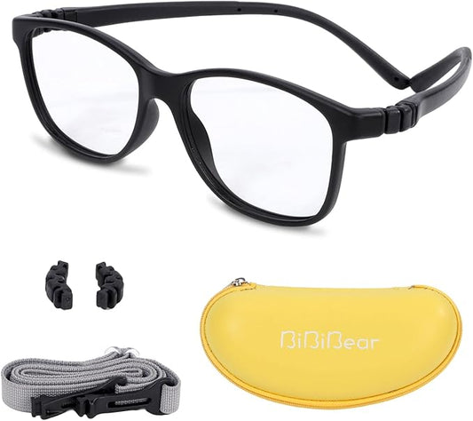 BiBiBear Toddler/Kids/Teens Glasses - Unbreakable TR90 Frame, 180° Flexible, Lightweight & Safe Glasses for Kids Age 2-15