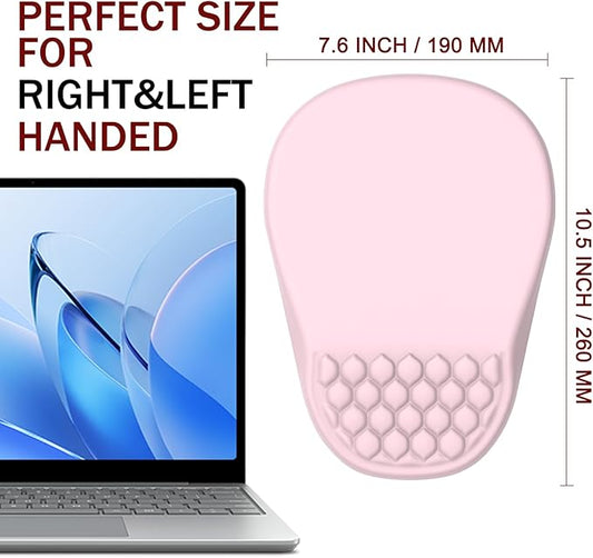 Ergonomic Mouse Pad Wrist Support, with Memory Foam & Non-Slip PU Base, Comfortable Massage Design Mouse Pad Relieve Wrist Fatigue&Pain, Suitable for Computer, Office and Home(01Pink)