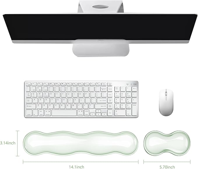 Gel Keyboard and Mouse Wrist Rest, Cute Wrist Support and Arm Support Keyboard Rest for Keyboard and Mouse Typing Pain Relief，Suitable for Office/Computer/Laptop/Gaming（Transparent Green Set ）