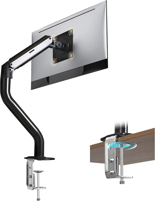 NicBex Single Monitor Arm, Adjustable Monitor Mount Desk Stand for 15 to 32 inch Screens, Computer Monitors Gas Spring Arm Holds Up to 19.84 lbs, VESA Mount with 75x75/100x100 mm - Black