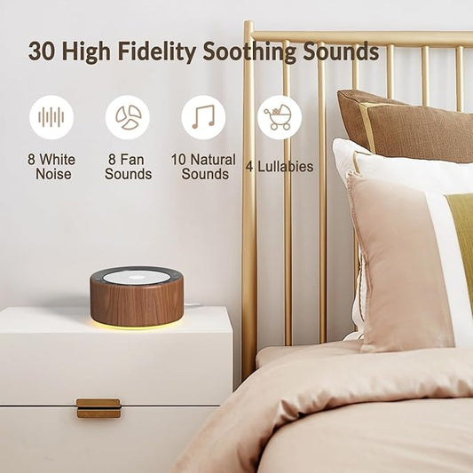 Nursery Lamp with Sound Machine, Mood Lighting, 7 Colors Night Light, 30 Soothing Sounds, White Noises for Baby, Adults. Timer, Plug in, Memory Function, Touch Control