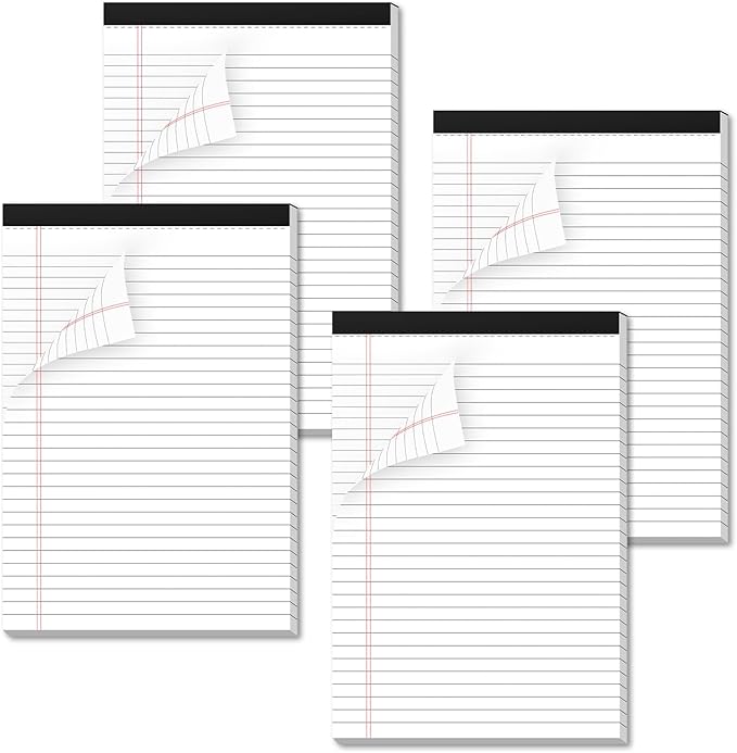 Legal Pads 4 Pack of Note Pads 6 x 9 Inch Notepad 21lb Thick Paper Legal Pad 30 Sheets Note Pad College Ruled Small Legal Pads 29 Lines Writing Pads for Writing, Sketching, and Note-Taking