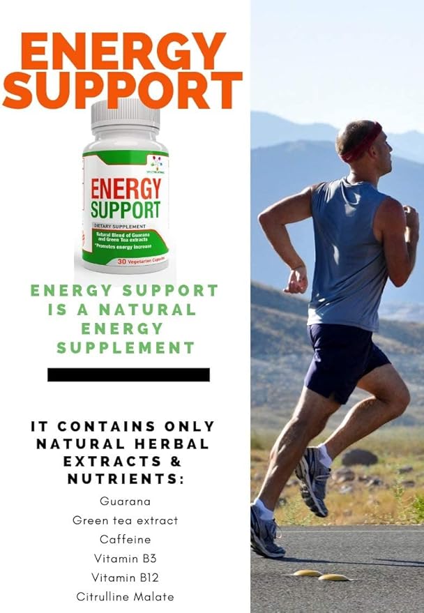Spectra Vitamins Natural Energy Support 30 Capsules - Guarana Capsules - Vitamin B12 - Guarana and Green Tea Extracts - Citrulline Energy Supplements with Natural Energy Booster