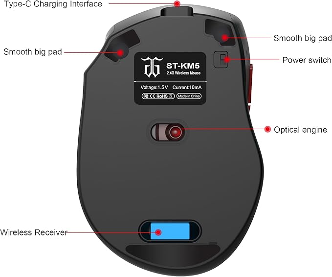 Snpurdiri 60% Wireless Gaming Keyboard and Mouse Combo, Include 2.4G Small Mini 60% Merchanical Feel Keyboard, Ergonomic Design Vertical Feel Wireless Mouse