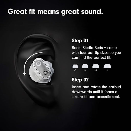Beats Studio Buds + | True Wireless Noise Cancelling Earbuds, Enhanced Apple & Android Compatibility, Built-in Microphone, Sweat Resistant Bluetooth Headphones, Spatial Audio - Ivory