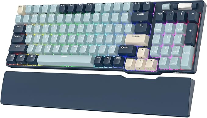 RK ROYAL KLUDGE RK96 RGB Limited Ed, 90% 96 Keys Wireless Triple Mode BT5.0/2.4G/USB-C Hot Swappable Mechanical Keyboard w/Wrist Rest, Software Support & Massive Battery, RK Yellow Switch