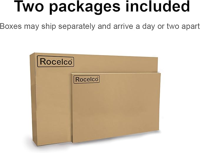 Rocelco 46" Height Adjustable Corner Standing Desk Converter with AC Outlet USB Charger and Anti-Fatigue Floor Mat - Sit Stand Up Tabletop Riser - Keyboard Tray - Black (R CADRB-46-ACUSB-MAFM)