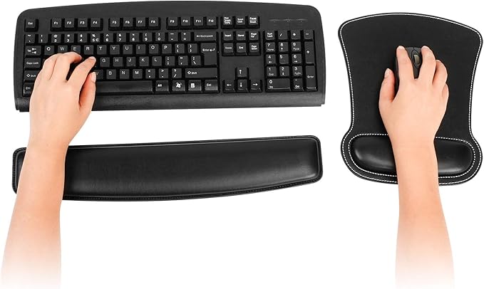 RICHEN Keyboard Wrist Rest Pad and Mouse Wrist Rest Support Mouse Pad Set,Sturdy & Comfortable & Lightweight for Easy Typing & Pain Relief-Ergonomic Support (Black)