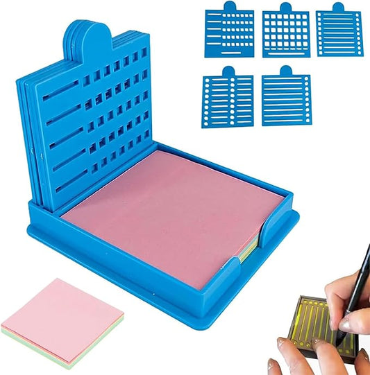 Smarter Sticky Note Kit, Sticky Note Holder Stencil with 5 Versatile Templates, 5 in 1 Memo Pad Organizer, Organize Notes, Boost Productivity, Master Daily Planning (Blue)