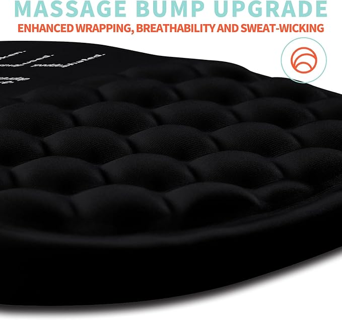 Ergonomic Mouse Pad Wrist Support with Memory Foam Massage Bulge, Carpal Tunnel Pain Relief Mousepad Wrist Rest for Mouse(12x8 inch, I Am Fine)