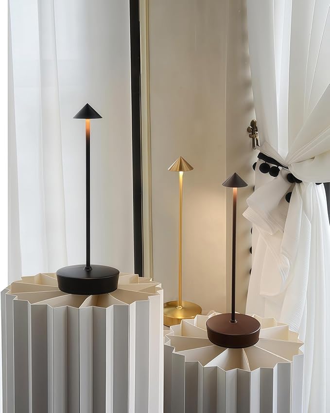 Black Cordless Rechargeable Table Lamp 7200mAh Portable Touch Control LED Waterproof Table Lamp for Bedroom Reading