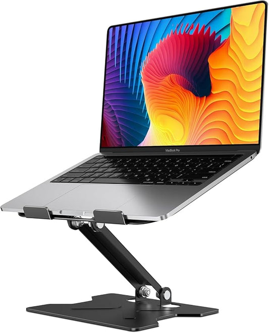 Adjustable Laptop Stand for Desk, Metal Foldable Laptop Riser, Portable Laptop Holder Mount, Ventilated Cooling Notebook Stand for MacBook Air Pro, All 10-16'' Notebooks Laptops, Matte Black