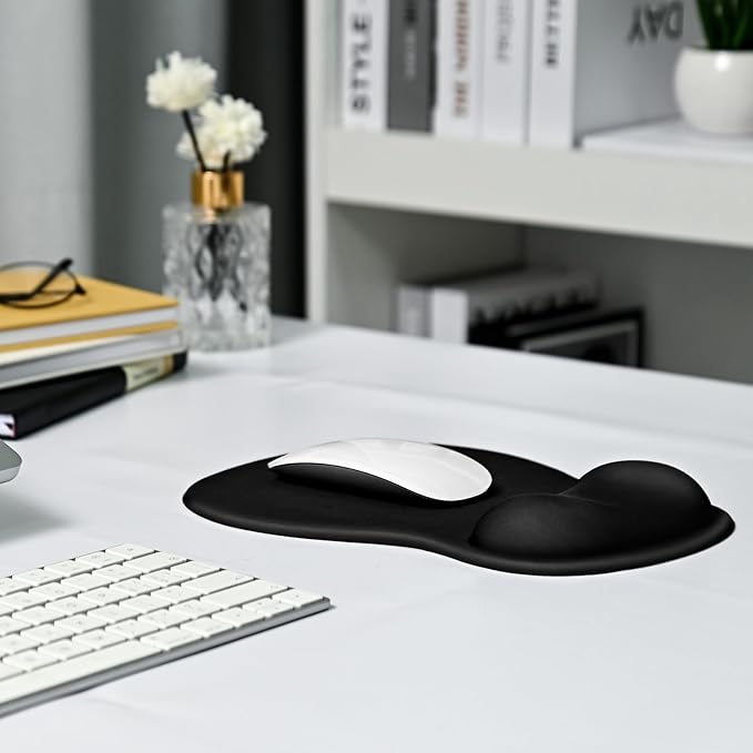 EooCoo Ergonomic Mouse Pad with Gel Wrist Rest Support Middle Concave Design, Relieve Wrist Pain Mousepad, Non-Slip Base for Laptop, Computer, Office Desk Accessories, Carpal Tunnel Syndrome