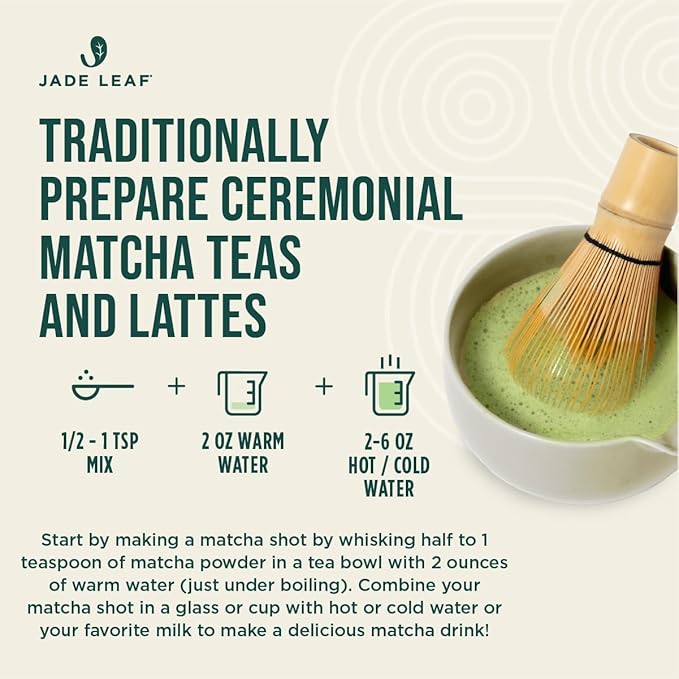 Jade Leaf Matcha Organic Ceremonial Grade Matcha Green Tea Powder - Authentic Japanese Origin - Teahouse Edition Premium First Harvest (1.06 Ounce)